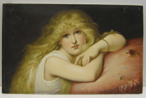 Appraisal: FRENCH HAND PAINTED PORCELAIN PLAQUE Rectangular depicting Roman girl with