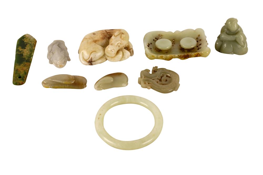 Appraisal: COLLECTION OF ASSORTED STONE CARVINGScomprising nine pieces the bangle inches