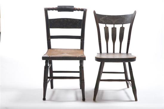 Appraisal: TWO STENCIL DECORATED CHAIRS American th century The first is