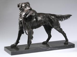 Appraisal: Bronze sculpture of a hunting dog l Bronze sculpture of