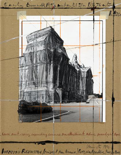 Appraisal: CHRISTO american b WRAPPED REICHSTAG Signed and dated 'Christo '