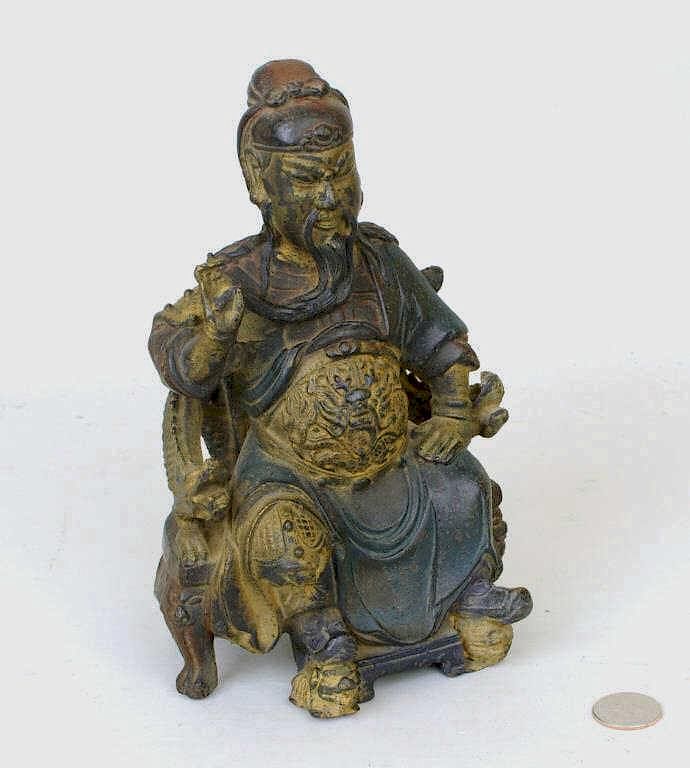 Appraisal: Chinese Parcel Gilt Bronze Seated Figure of Guandi Chinese parcel