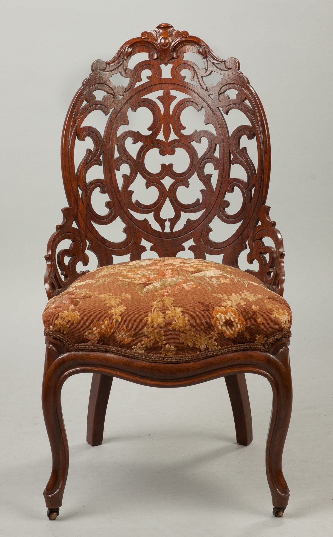 Appraisal: Victorian Laminated Rosewood and Pierced Carved Side Chair th century