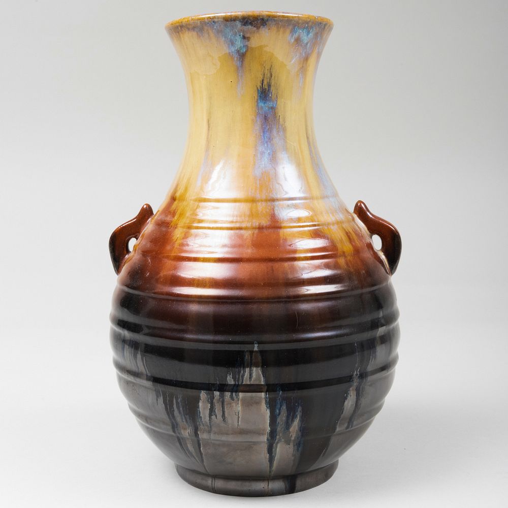 Appraisal: Fulper Pottery Cat's Eye Flamb Glazed Two Handle Vase Impressed