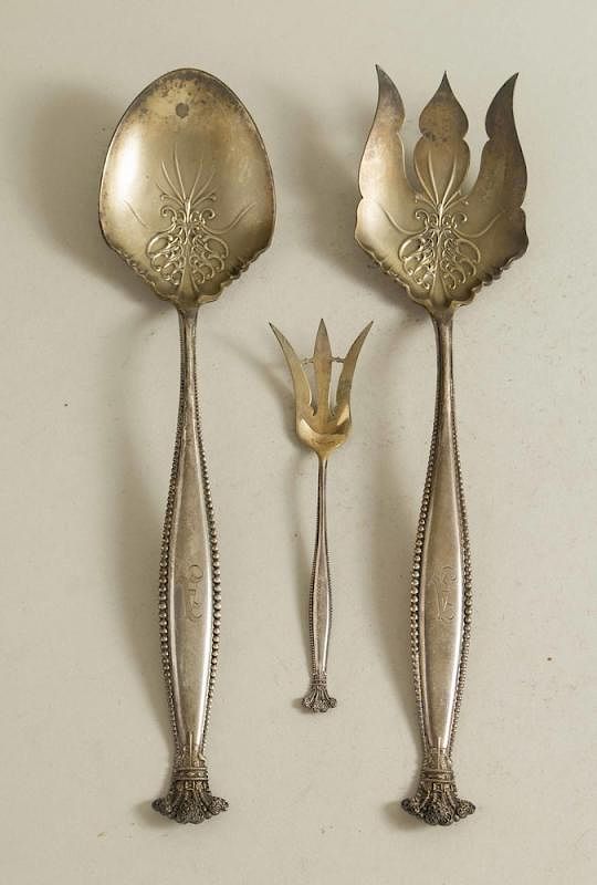 Appraisal: Three Sterling Silver Serving Pieces George Shiebler Co George Shiebler