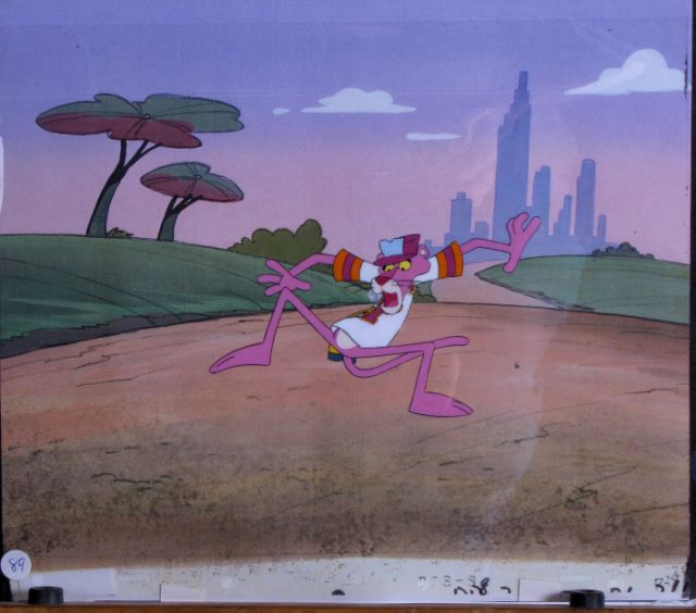 Appraisal: The Pink Panther Filmation Studios hand painted background and cel