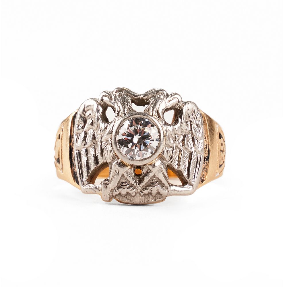 Appraisal: K Gold Diamond Scottish Rite Ring K yellow and white