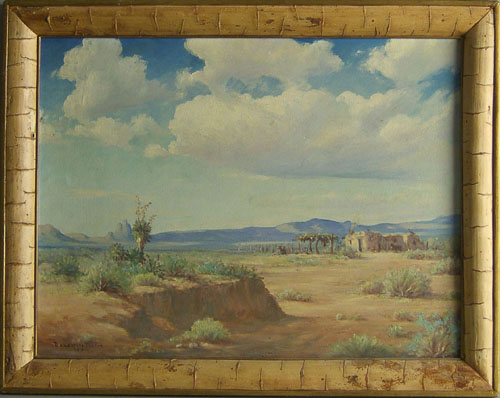 Appraisal: Valentine Morse American b oil on board western landscape x