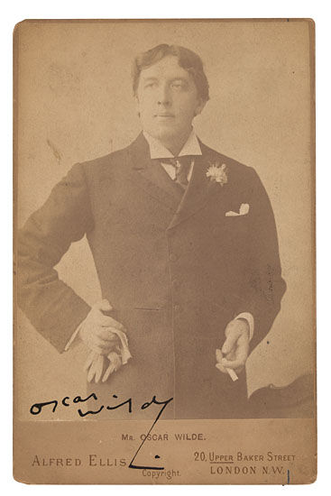 Appraisal: WILDE OSCAR Photograph Signed cabinet card half-length potrait by Alfred