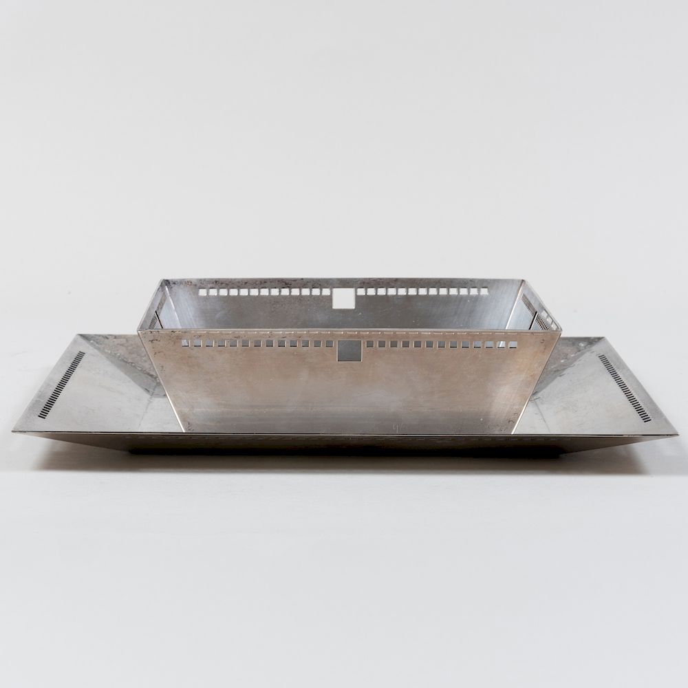 Appraisal: Two Secessionist Style Silver Plate Trays Designed by Richard Meirer