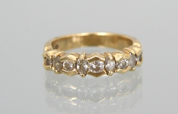 Appraisal: A Ladies' Diamond Band k yellow gold band set across