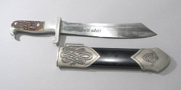 Appraisal: A Third Reich RAD hewer Steel blade with acid etched