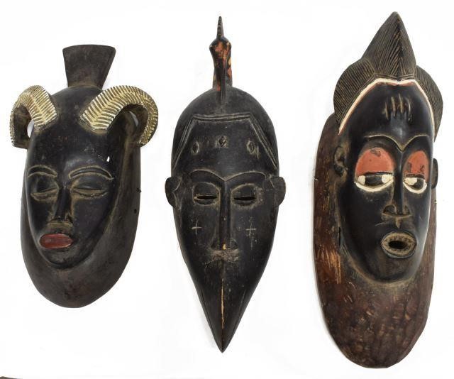 Appraisal: lot of African carved wood masks of varied size and