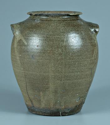 Appraisal: Daniel Seagle stoneware jar ovoid with two applied lugs light