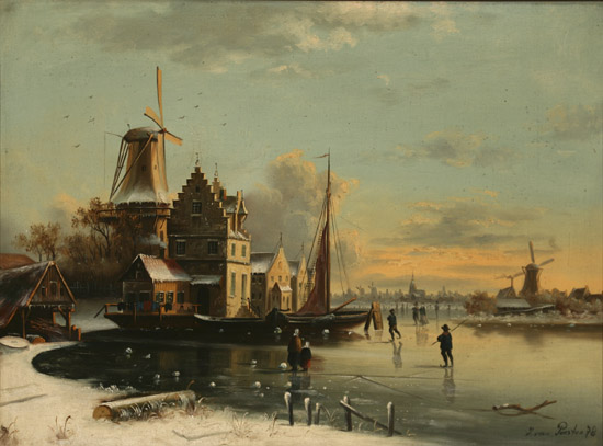 Appraisal: Jacobus Johannes Van Poorten German - Estuary Scene Winter and