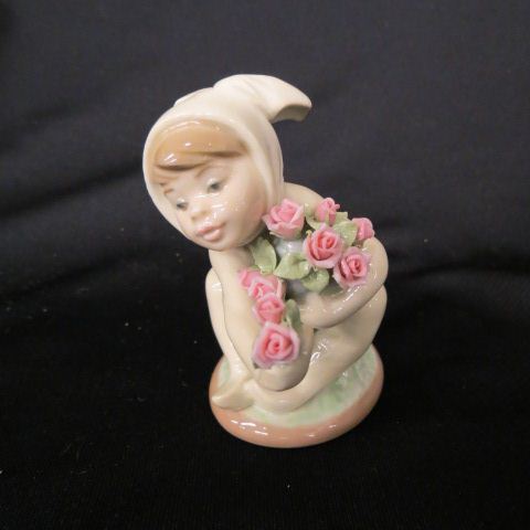 Appraisal: Lladro Porcelain Figurine of Flower Bunny Girl child dressed up