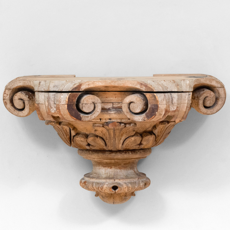 Appraisal: CONTINENTAL CARVED AND PAINTED PINE BRACKET x x in Condition