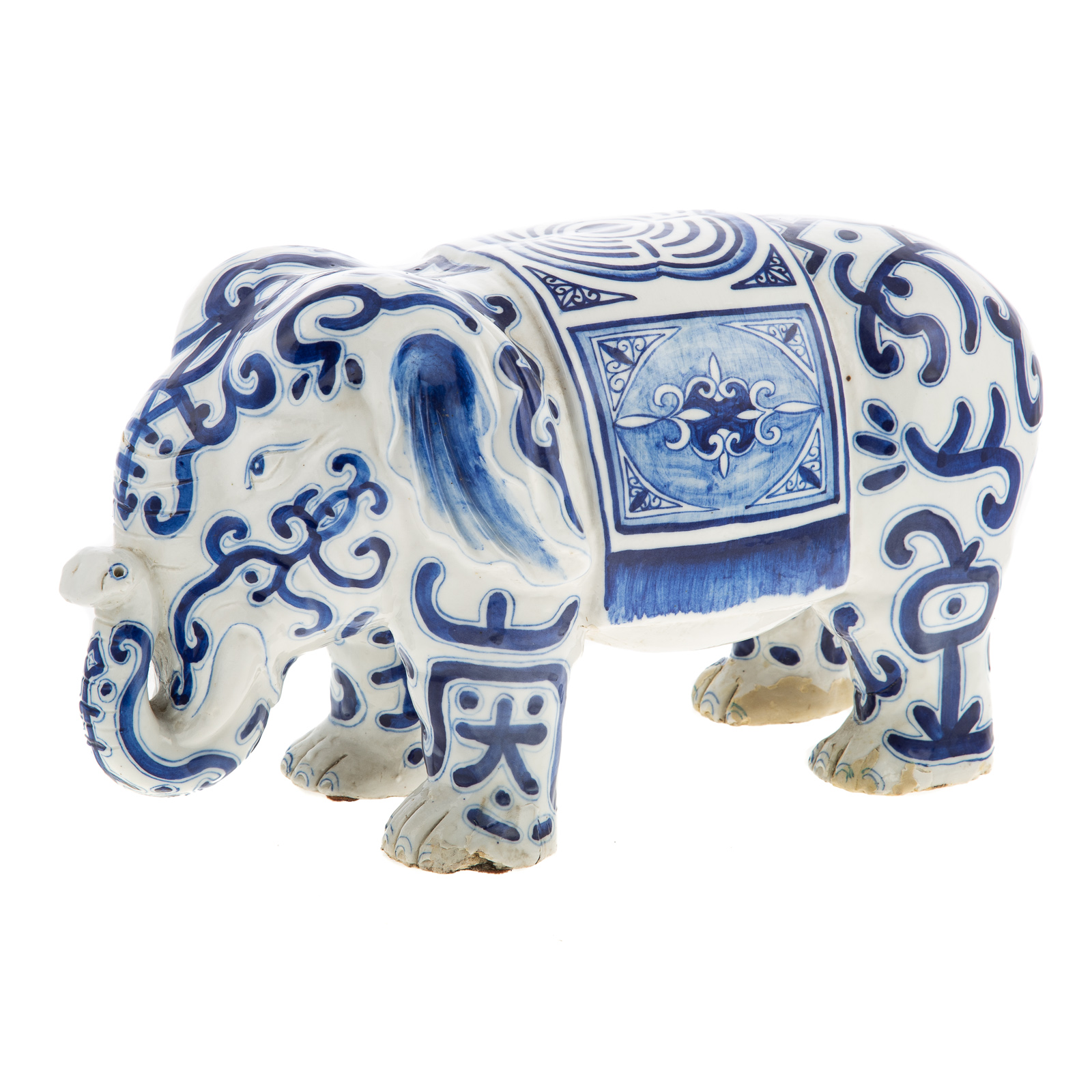 Appraisal: CHINESE BLUE WHITE PORCELAIN ELEPHANT th century or earlier standing