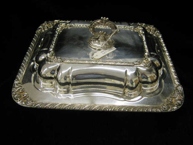 Appraisal: Silverplate Divided Entree Server footed covered excellent x