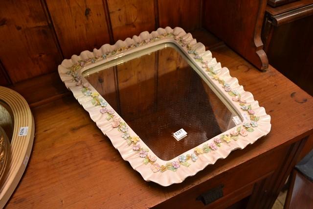 Appraisal: A PORCELAIN MIRROR WITH FLORAL MOTIF