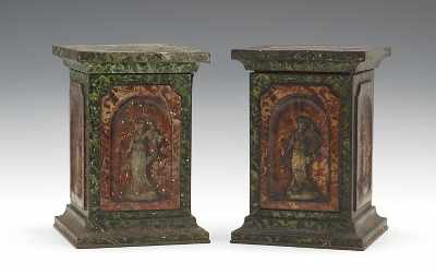 Appraisal: A Pair of Faux Decorated Biscuit Tins ca Each in