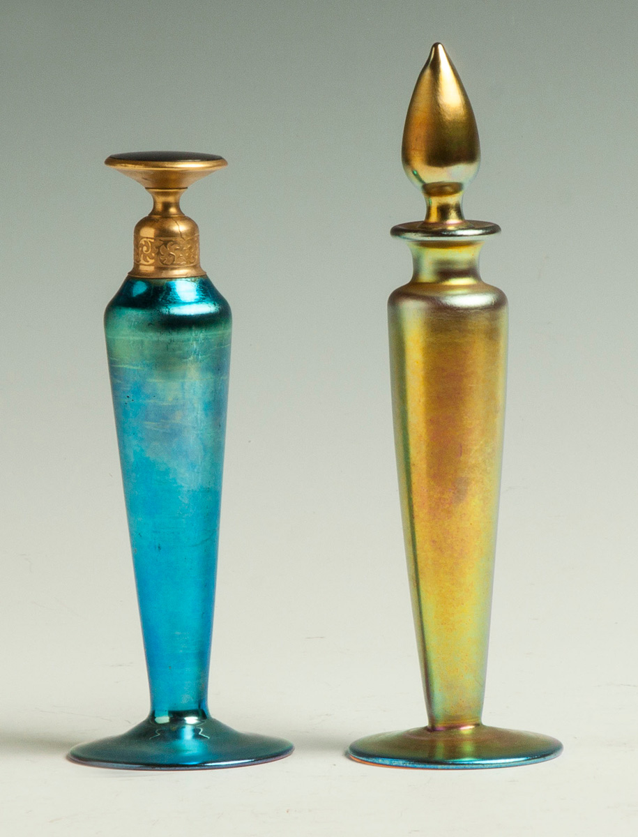 Appraisal: Two Steuben Cologne Bottles Early th cent Blue sgn Carter