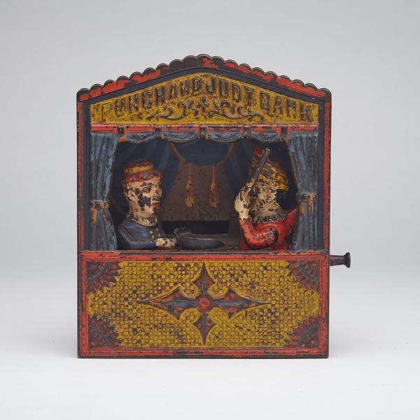 Appraisal: Shepard Hardware Punch and Judy Painted Cast Iron Mechanical Bank