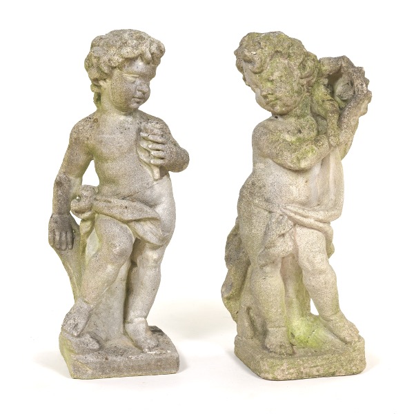 Appraisal: TWO GARDEN SCULPTURES OF PUTTI x x approximate for both