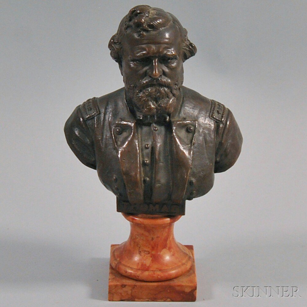 Appraisal: Small Bronze Bust of General George Thomas on pink marble