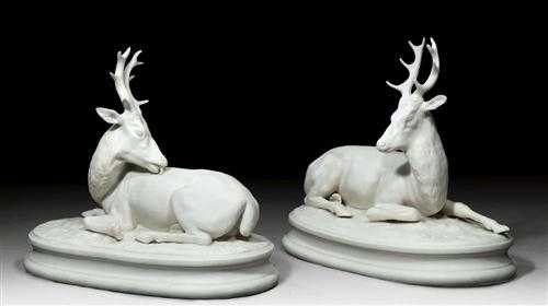 Appraisal: BISCUIT MODEL 'DEER AND DOE' France nd half of the