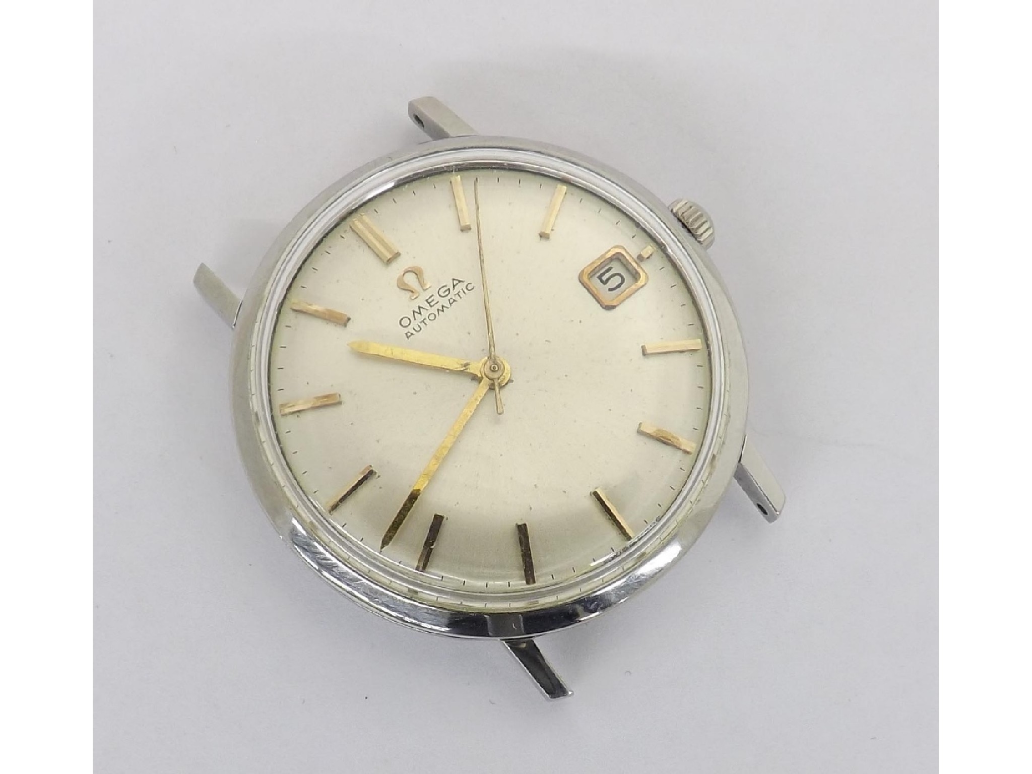 Appraisal: Omega automatic stainless steel gentleman's wristwatch circa ref silvered dial