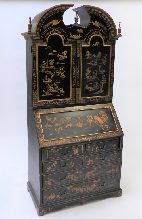 Appraisal: CHINOISERIE STYLE SECRETARY DESK China th CenturyOrnately embellished desk with