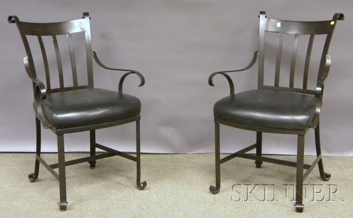 Appraisal: Pair of Modern Wrought Iron Armchairs Bombay Co