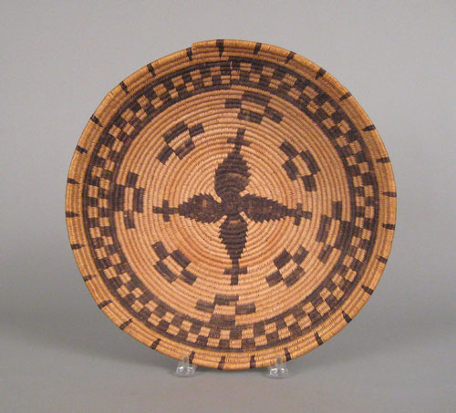 Appraisal: Apache coiled basketry bowl the border decorated with darts and