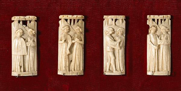 Appraisal: Four Italian Renaissance carved bone relief panels attributed to the