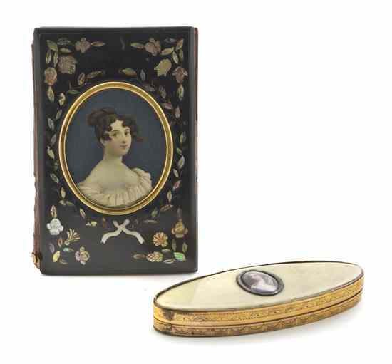 Appraisal: A Victorian Ivory Enamel Portrait Inset and Gilt Metal Mounted