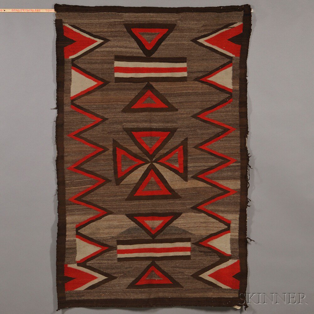 Appraisal: Navajo Regional Rug natural and synthetic homespun wool damage x