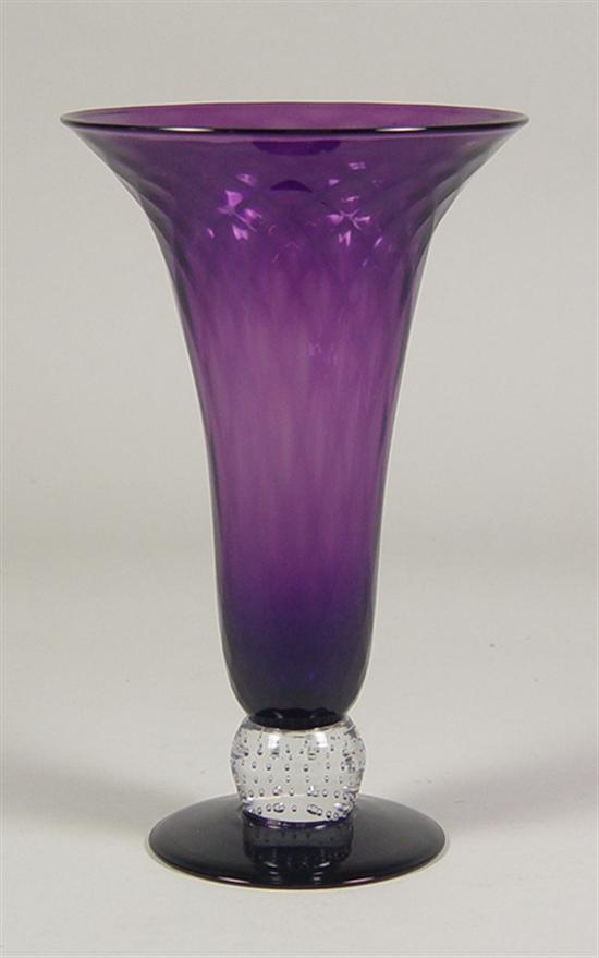 Appraisal: Pairpoint Quilted Amethyst Vase With clear glass knob with included