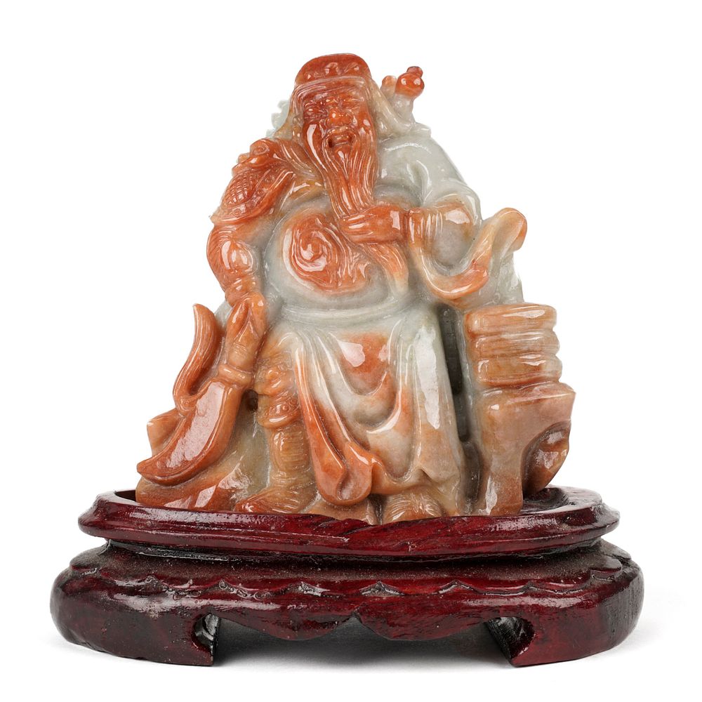 Appraisal: Modern Chinese Carved Jade Figure General w Stand Chinese carved