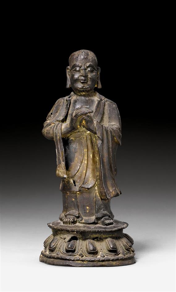 Appraisal: STANDING KASYAPA China Ming dynasty H cm Bronze In long