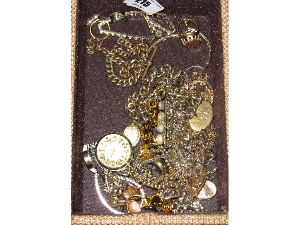 Appraisal: Box of gilt metal costume jewellery