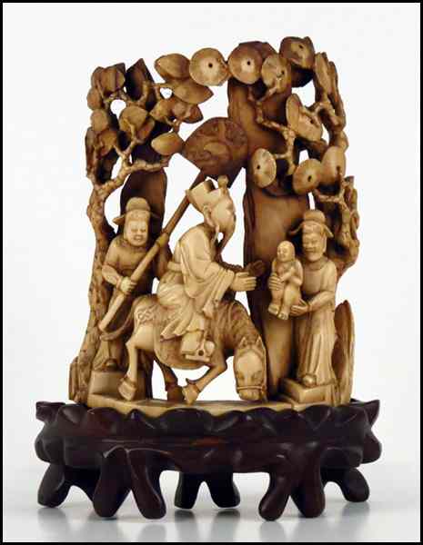 Appraisal: CHINESE CARVED IVORY FIGURAL GROUP DEPICTING A HAPPY FAMILY Provenance