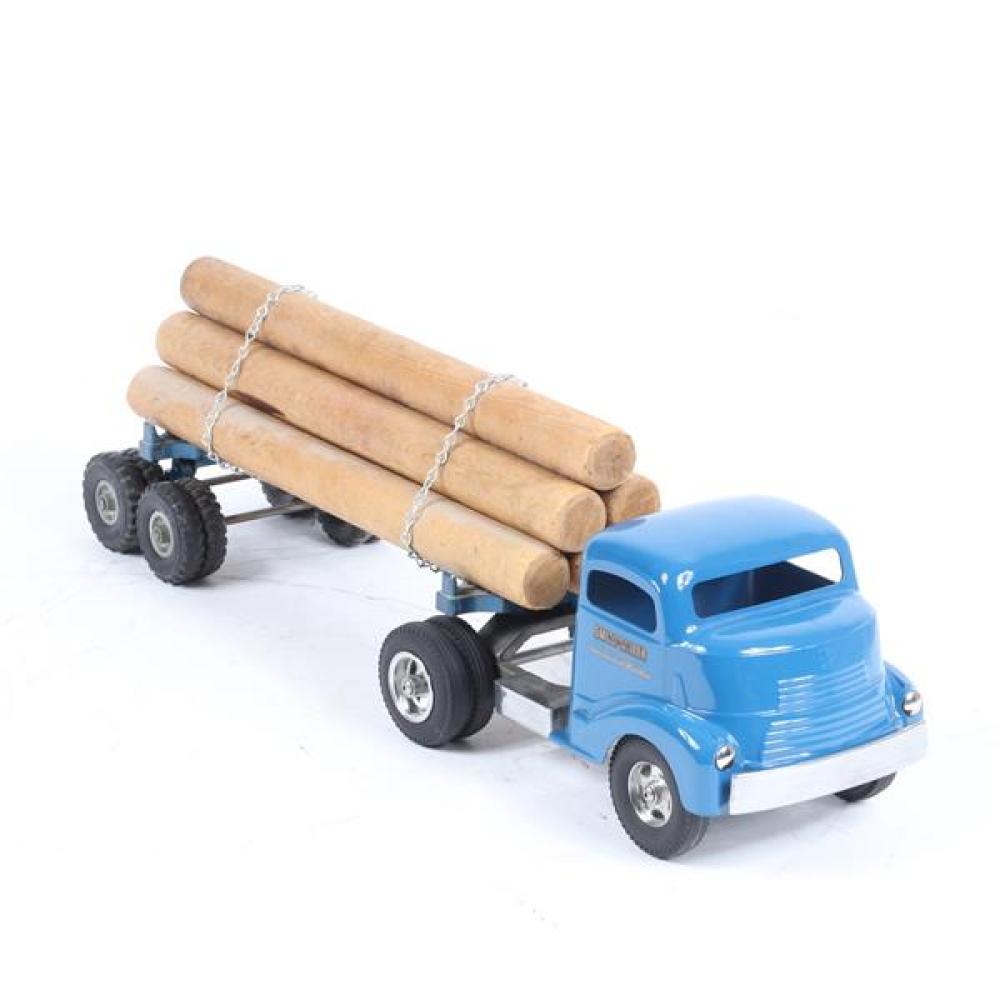 Appraisal: SMITH MILLER PRESSED STEEL TOY LUMBER TRUCK WITH BLUE CAB