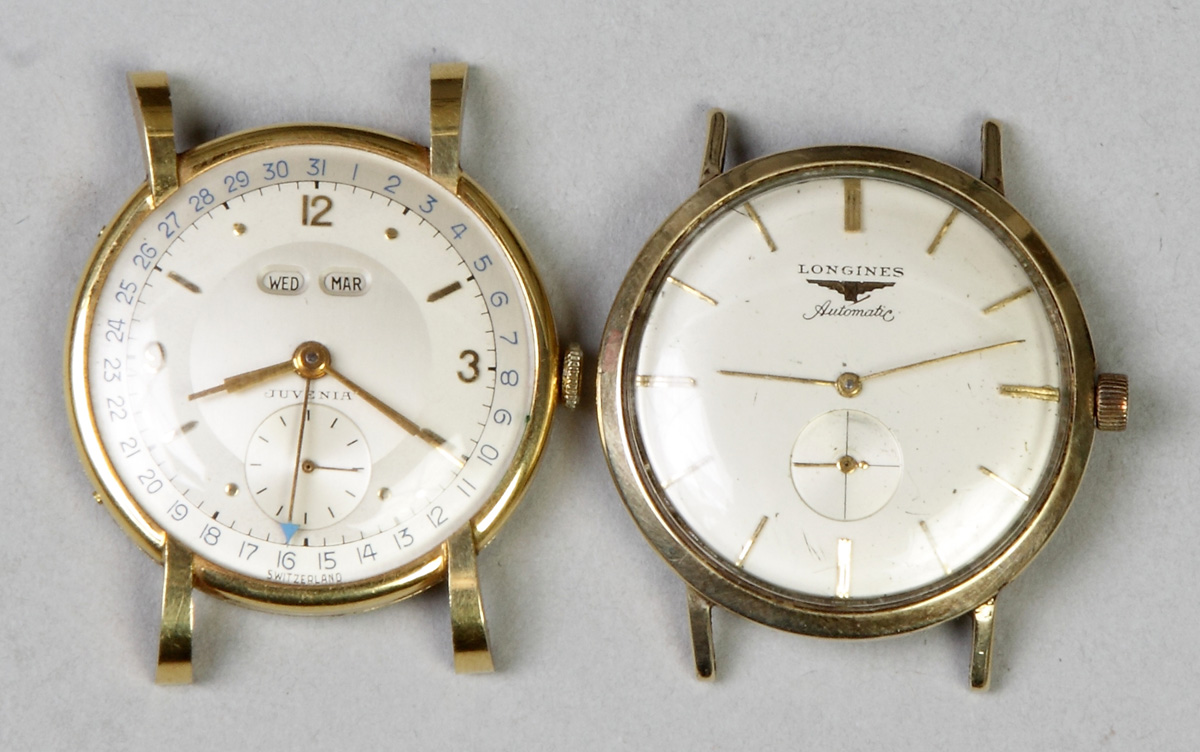 Appraisal: Two Gold Wrist Watches Juvenia K gold jewel Longines k