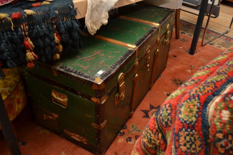 Appraisal: A EARLY TH CENTURY METAL AND TIMBER BOUND TRUNK A