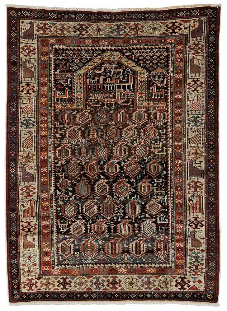 Appraisal: Shirvan Prayer Rug Persian early th century repeating guls on