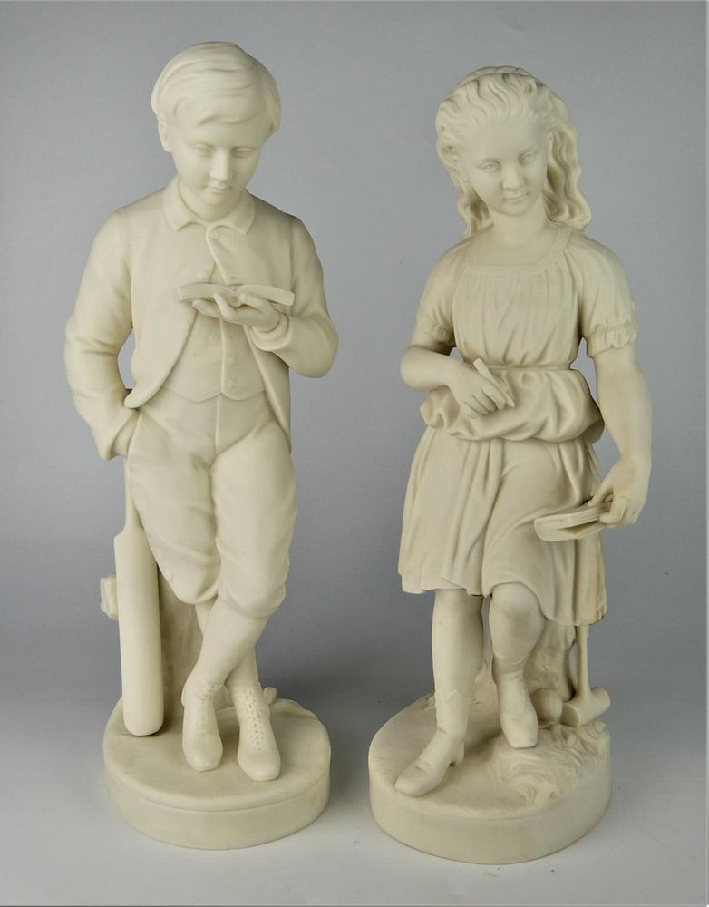 Appraisal: Pr GEO HALSE COPELAND PARIAN PORCELAIN FIGURES A pair of