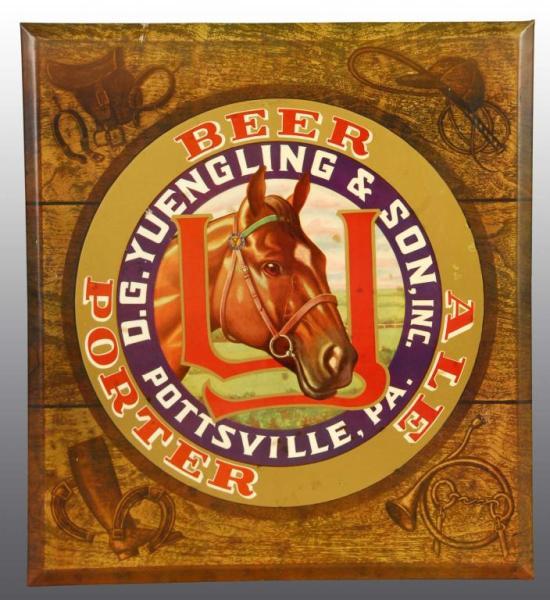 Appraisal: Tin over Cardboard Yuengling's Sign with Horse Description Circa s