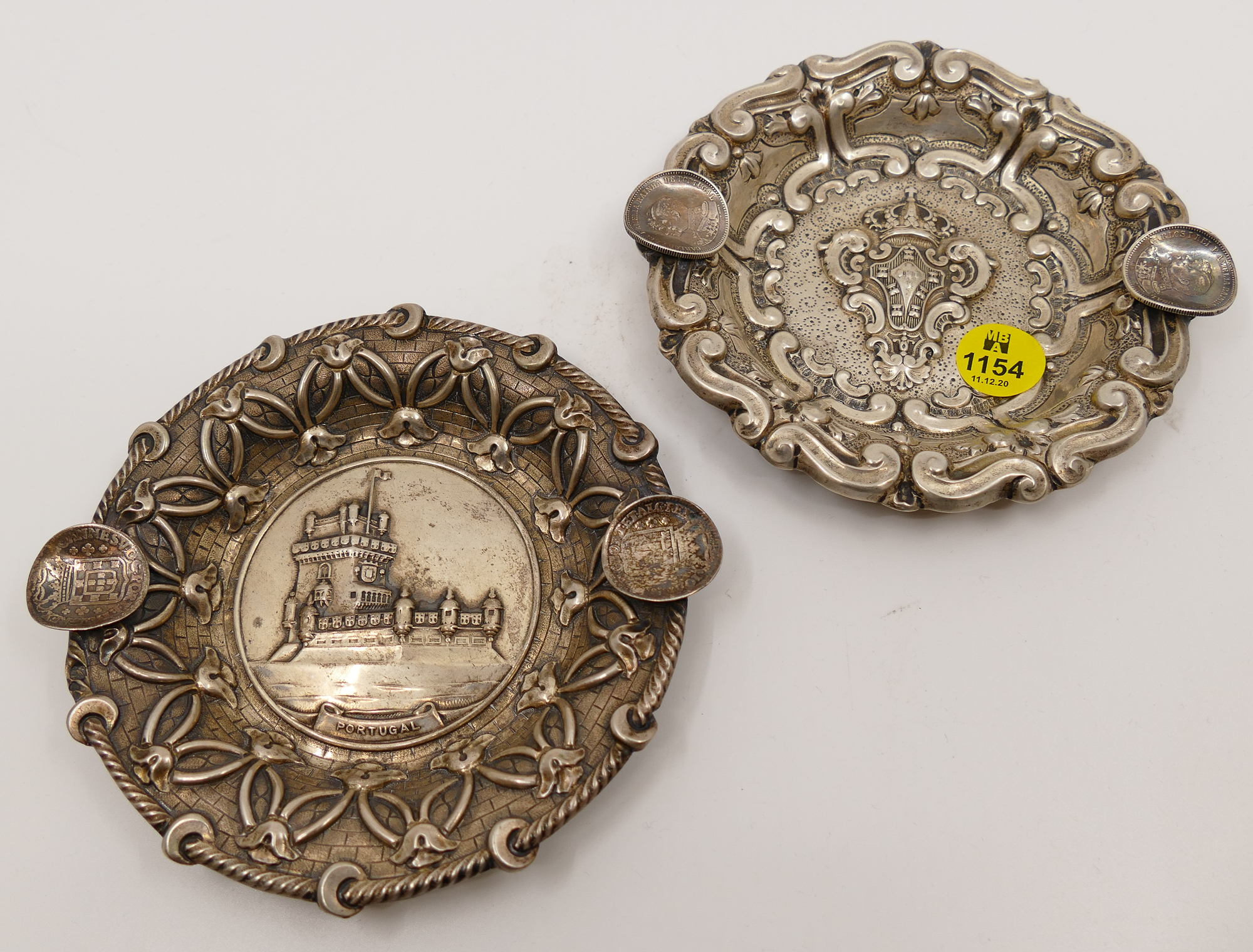 Appraisal: pc Portuguese Sterling Ashtrays- g TW