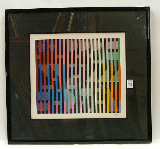 Appraisal: JACOB YAKOV AGAM SERIGRAPH geometrics with silver embossing Israel -